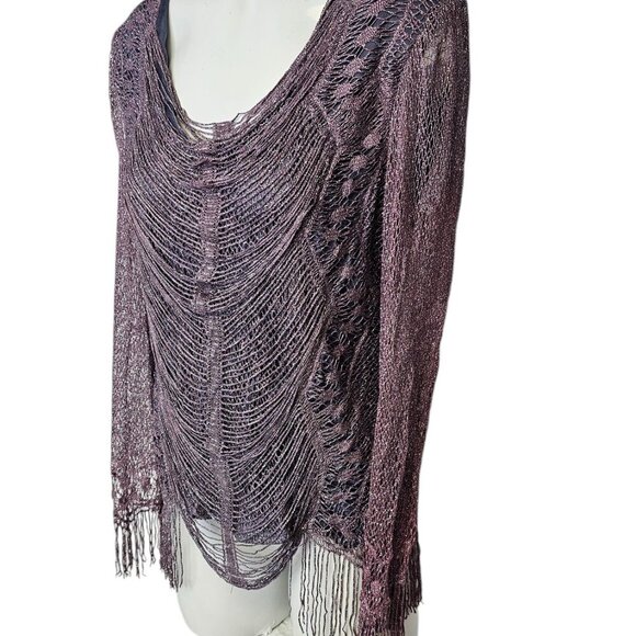 Damianou Vintage Fringe Metallic Long Sleeve Top, Fairycore, Whimsy, Size medium - Picture 8 of 8